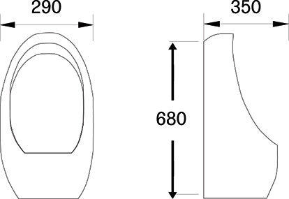 DOCASA WHU109 Wall Hung Urinal Bowl comes with Top Inlet pre-punch flush hole with Exposed Manual Urinal Flush Valve
