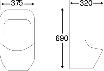 DOCASA WHU110 Wall Hung Urinal Bowl comes with Top Inlet pre-punch flush hole with Exposed Manual Urinal Flush Valve