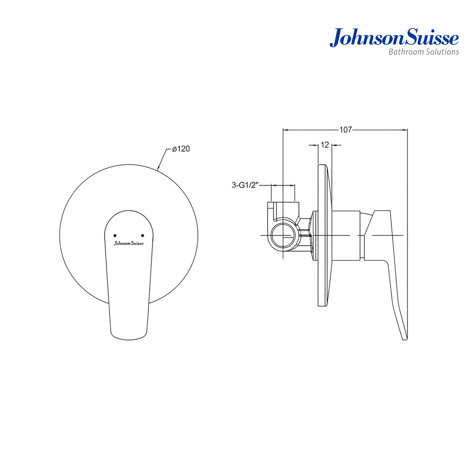 Johnson Suisse Lazio Concealed Single Lever Shower Mixer | WBFA301693 | Chrome