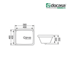 Docasa 5646KS 560mm Ceramic Under Counter Basin | White Modern Wash Sink for Bathroom & Toilet
