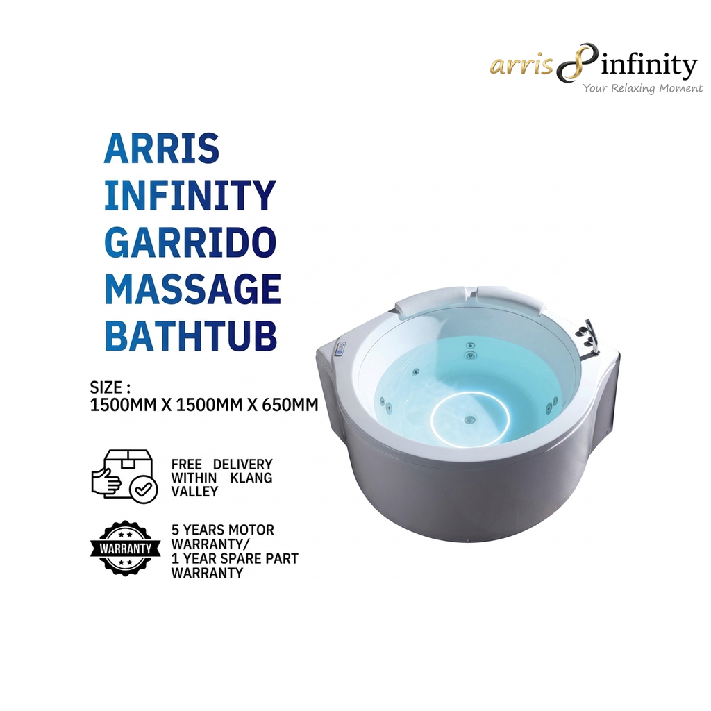 ARRIS INFINITY Garrido 1500mm Circular Massage Bathtub | White
