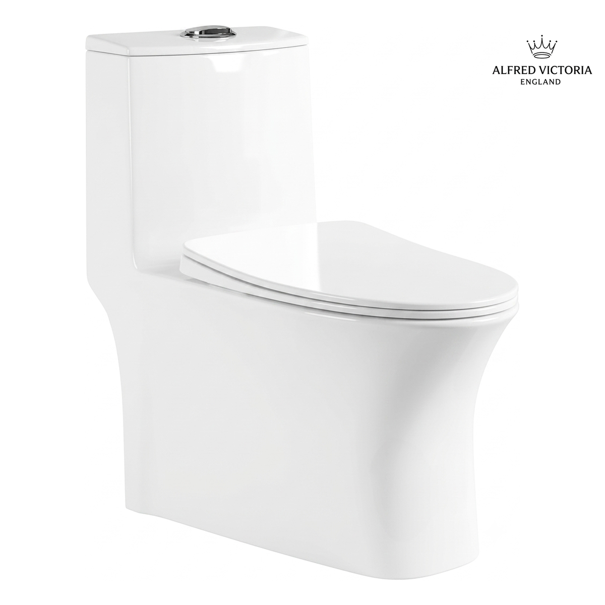 Alfred Victoria One Piece 20 Inch 500mm S Trap Rimless Toilet Bowl with Soft Close Seat Cover