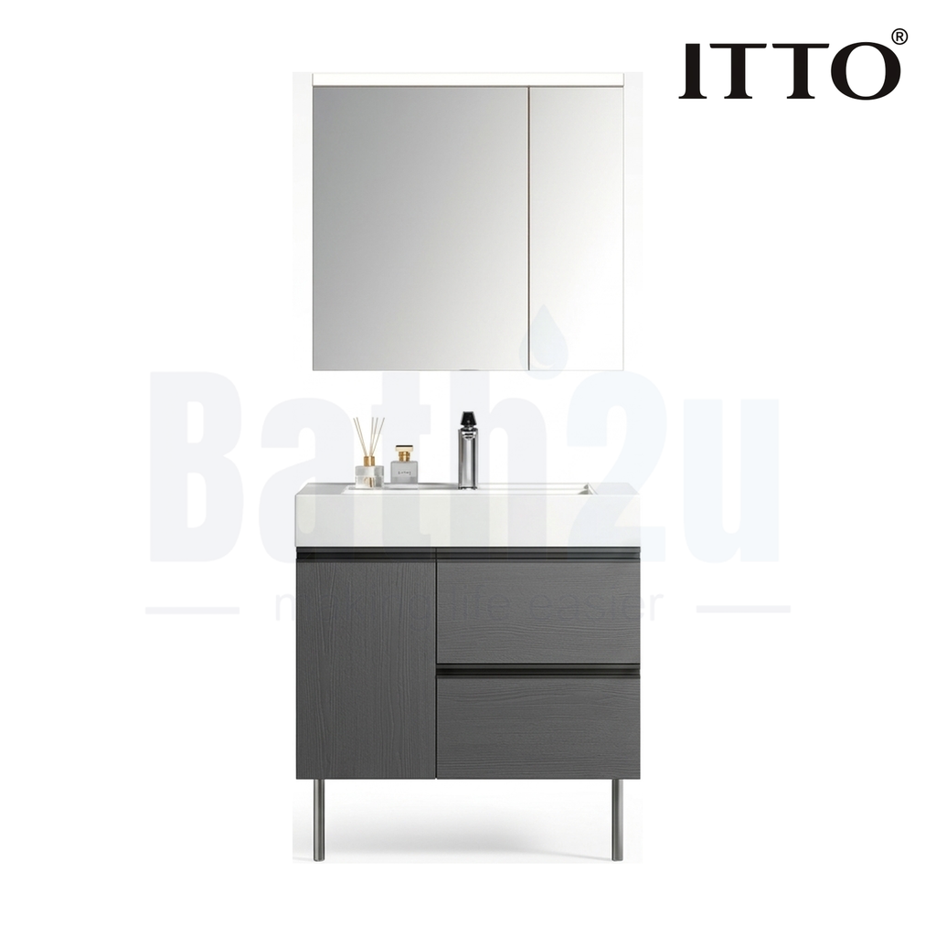 ITTO IT-3321LED 800mm Floor-Standing Basin Cabinet | Gray SPC Material