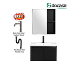 Docasa 604038-BC-BLK+604038-MR 600mm Basin Cabinet Set with Mirror Cabinet | Matt Black