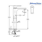 Johnson Suisse Trento Single Lever Tall Basin Mixer | WBFA301345CP | Chrome