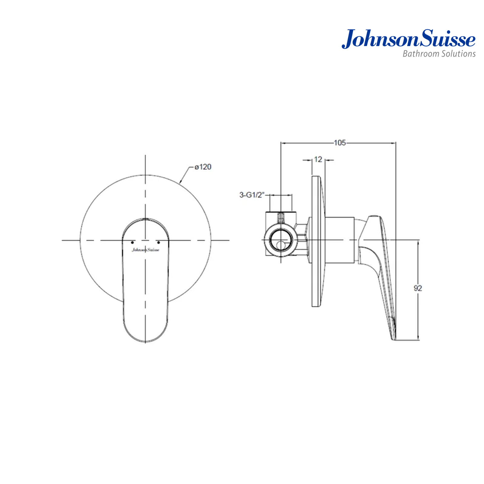 Johnson Suisse Resina WBFA301712CP Single Lever Concealed Shower Mixer | Chrome