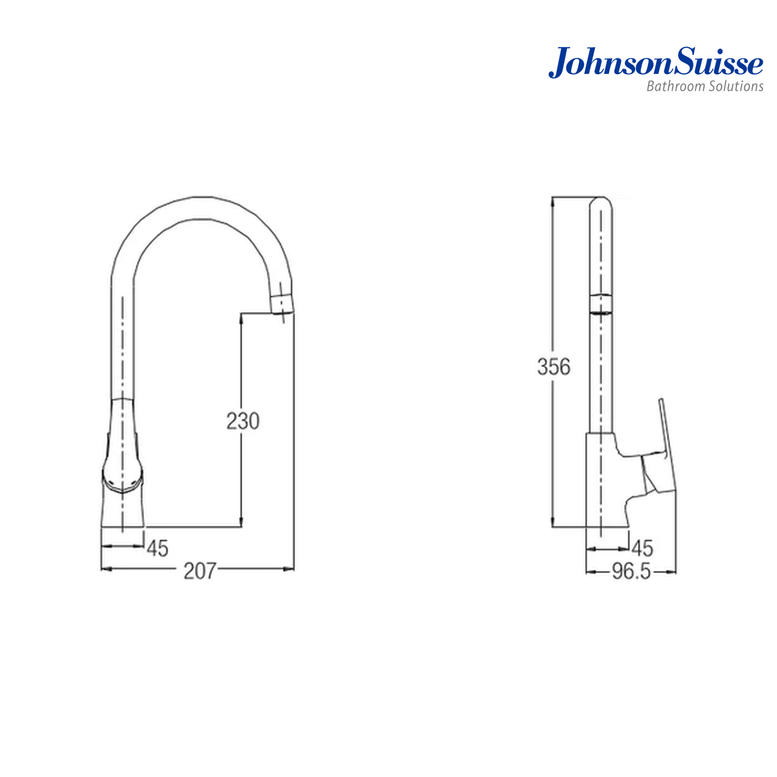 Johnson Suisse Turin Single Lever Deck-Mounted Sink Mixer With Swivel Spout And Flexible Hose |
 WBFA301441CP | Chrome