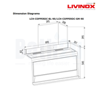 LIVINOX LCH-COPPERDC-GM-90 | 90Centimeter 2150 m³/h Touchless Smart Motion Sensor Cooker Hood | Gun Metal Coated Stainless Steel and Tempered Glass