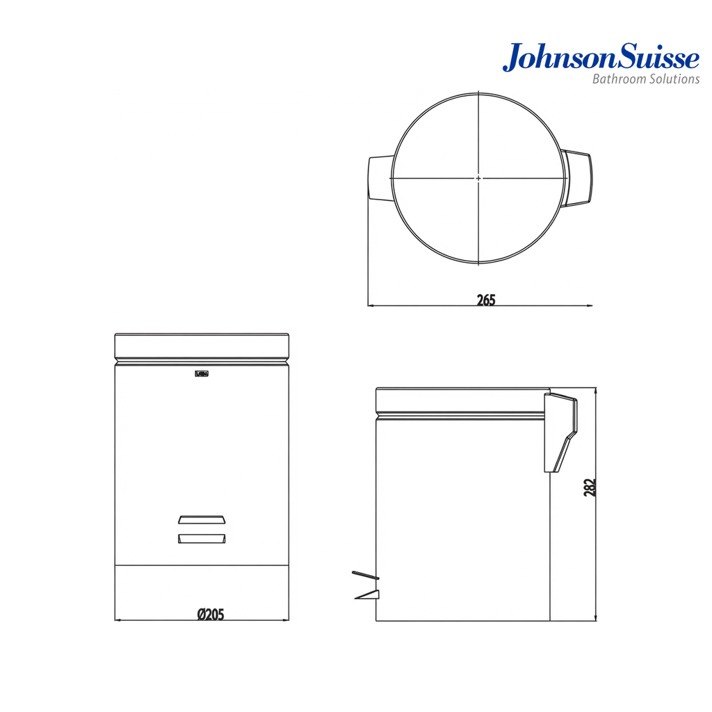 Johnson Suisse Commercial Series Floorstanding Metal Dustbin | WBBA100275CP | Matt Silver