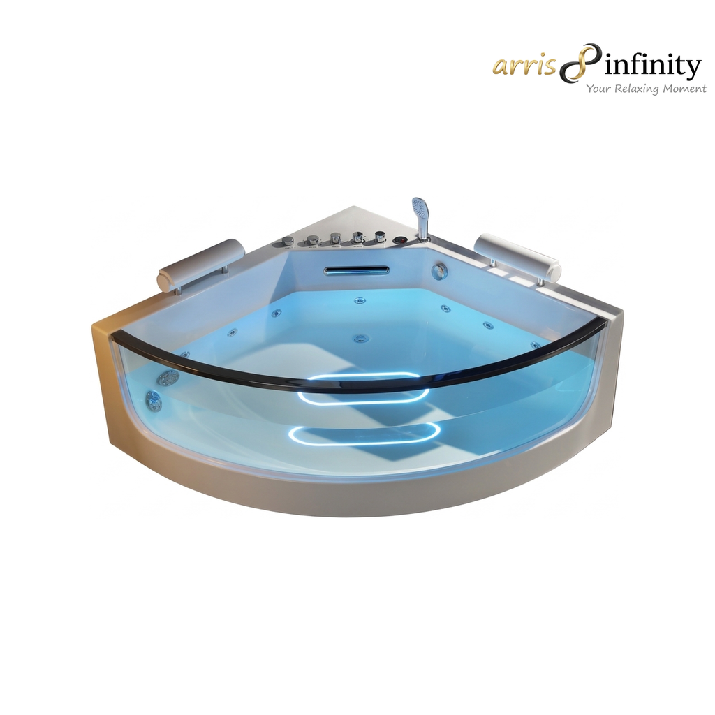 ARRIS INFINITY Carneiro 1400mm Triangular Massage Bathtub Luxury Jacuzzi | White