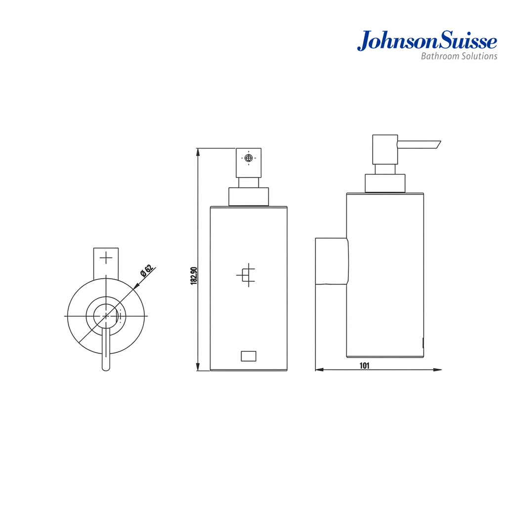 Johnson Suisse Commercial Series Wall-Mounted Soap Dispenser | WBBA100272CP | Polished Silver