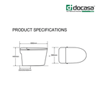 Docasa A6666 S-TRAP 200mm 250mm 300mm Power-Free Smart Tankless One-Piece Toilet WC | White