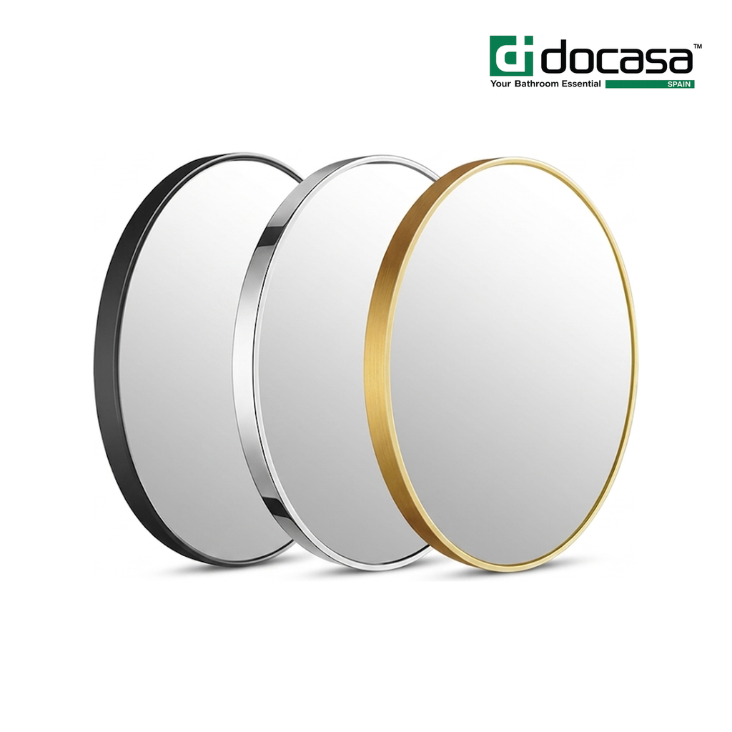 Docasa DCS-003 Round Wall Mounted Bathroom Mirror | Black, White & Gold