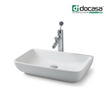 Docasa 285I 600mm Ceramic Counter Top Basin | White Modern Wash Sink for Bathroom & Toilet