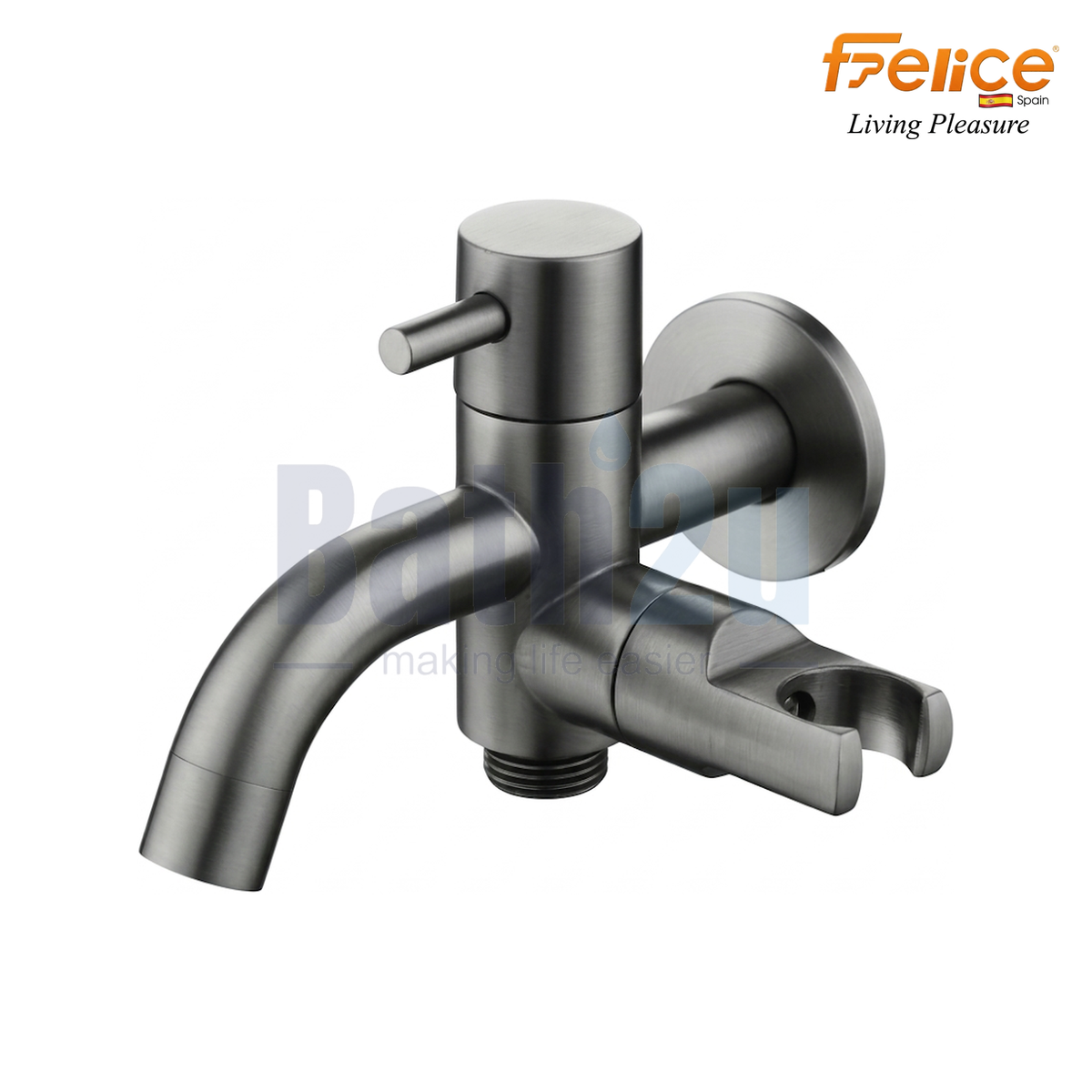 Felice FLE-515GM 1/2" Dual Outlet 2-Way Bib Tap | Gunmetal Finish