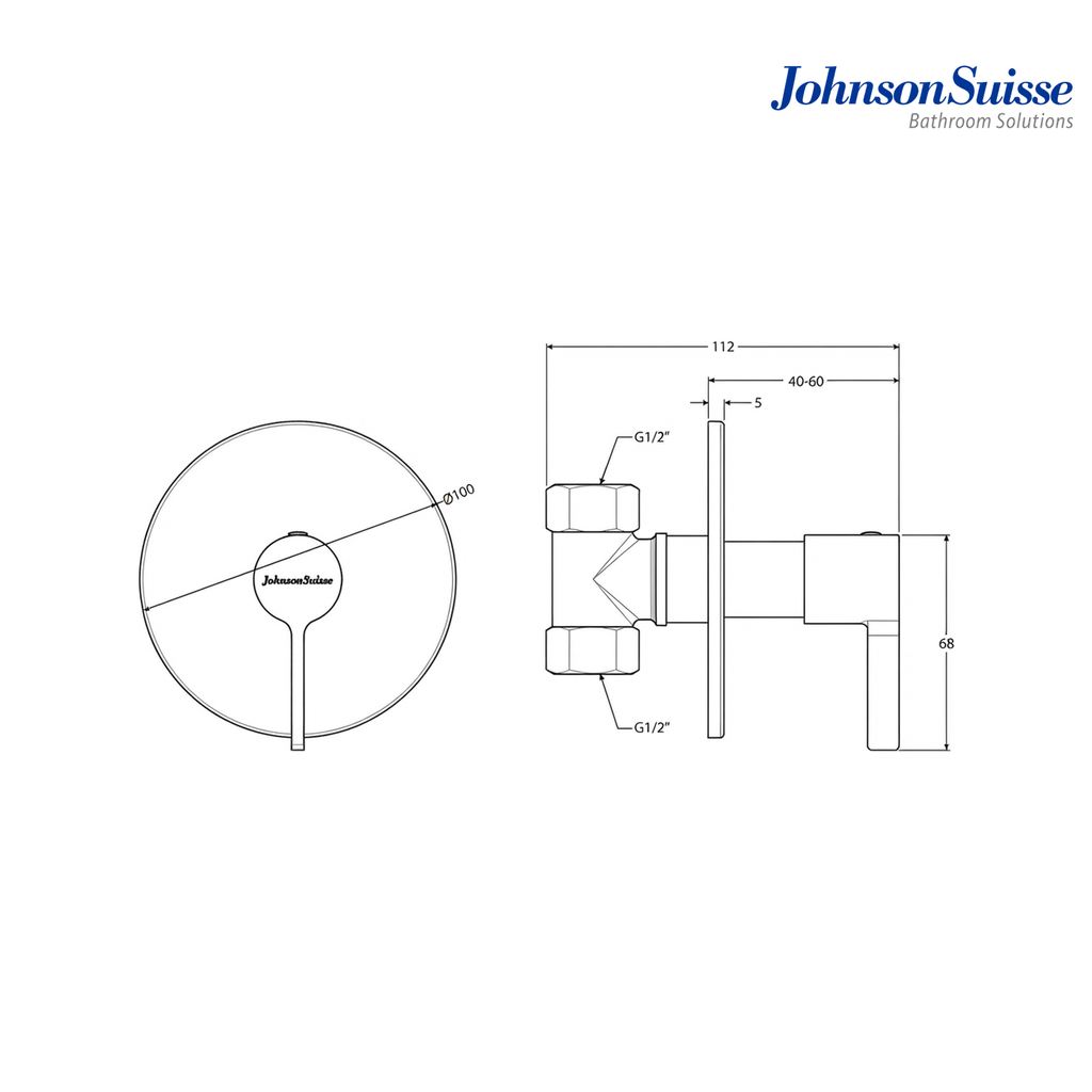 Johnson Suisse Lira 1/2" Concealed Shower Tap | WBFA301670CP | Chrome