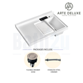 Arte Deluxe Arte Deluxe QS10065WR 1000mm x 650mm Right Integrated Sink Laundry Quartz Stone Integrated Sink | White Quartz Stone