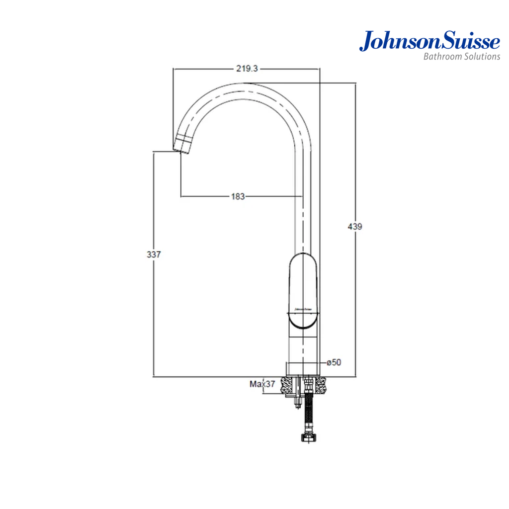 Johnson Suisse Resina Single Lever ½" Deck-Mounted Sink Mixer WBFA301717CP | Chrome