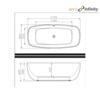 ARRIS INFINITY Europeia 1700mm Rectangular One Piece Luxury Bath Tub | White