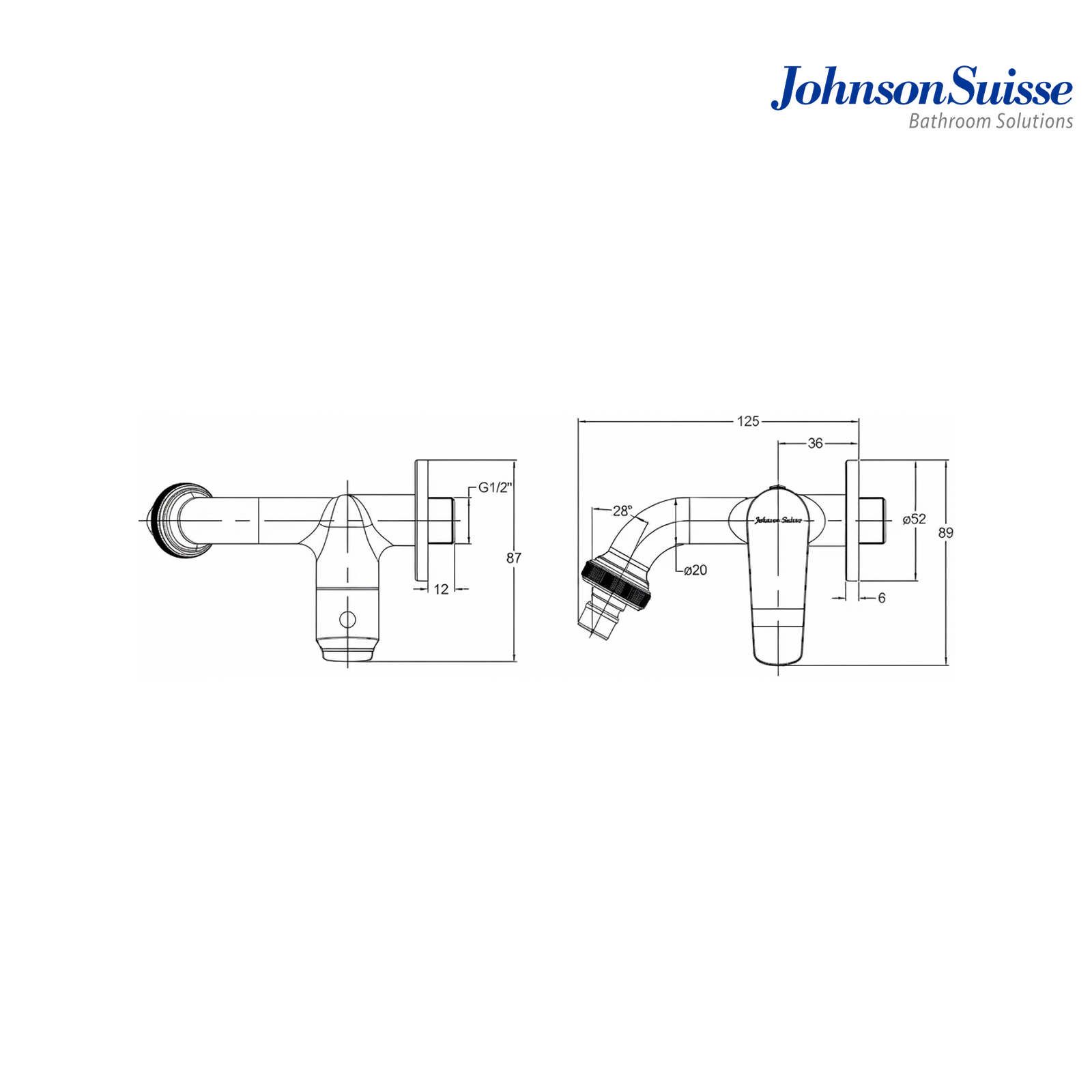 Johnson Suisse Lazio 1/2" Wall-Mounted Bib Tap with Flange | WBFA301700 | Chrome