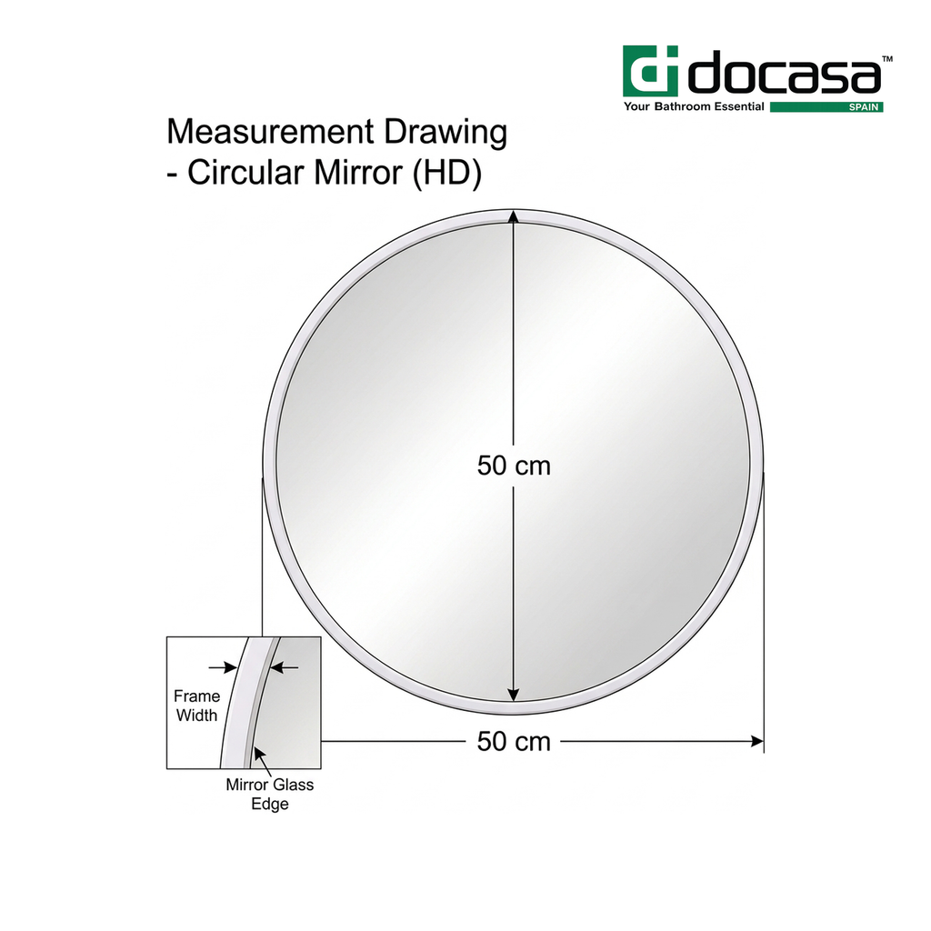 Docasa DCS-003 Round Wall Mounted Bathroom Mirror | Black, White & Gold