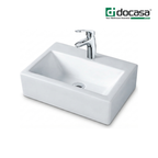 Docasa K235 435mm Ceramic Counter Top Basin | White Modern Wash Sink for Bathroom & Toilet