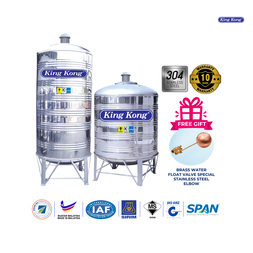 King Kong HR HHR Series Vertical Round Bottom Stainless Steel Water Tank (Without Ladder)
