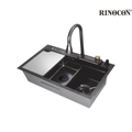 RINOCON RPT-A7BN 760mm Stainless Steel Single Bowl Smart Kitchen Sink | Nano Black