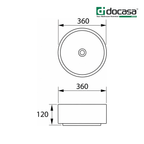 Docasa 499YA 360mm Ceramic Counter Top Basin | Matte Black Modern Wash Sink for Bathroom & Toilet
