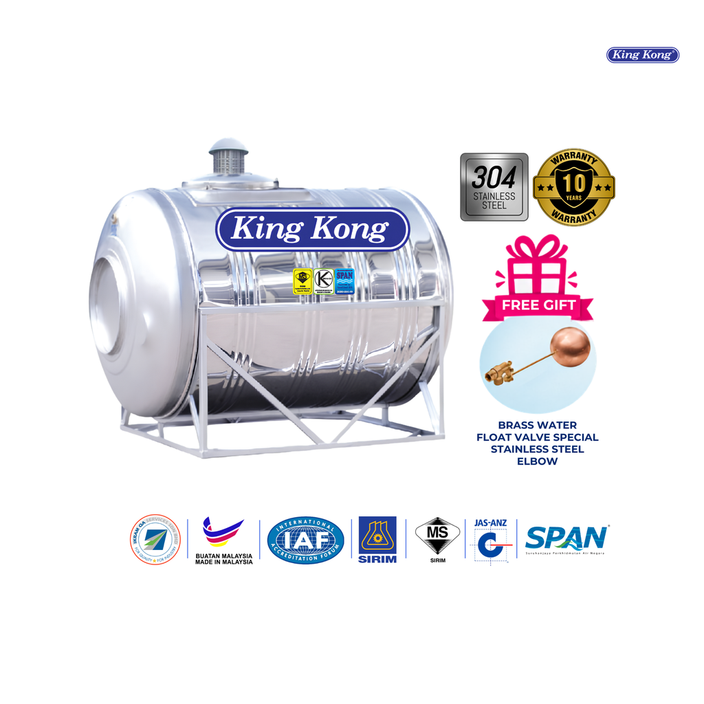 King Kong ZR Series Horizontal Stainless Steel Water Tank with Stand | 500L – 40000L