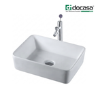 Docasa 285B 485mm Ceramic Counter Top Basin | White Modern Wash Sink for Bathroom & Toilet