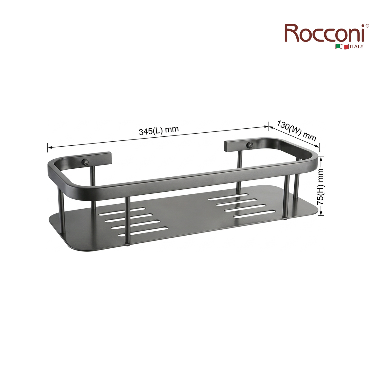 Rocconi RCN 4709GM Rectangular Shower Basket | Gun Metal