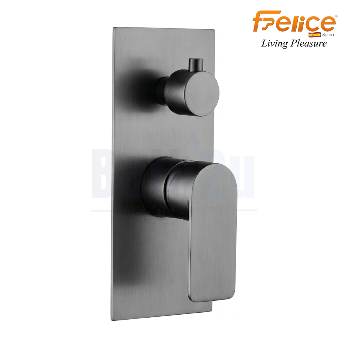 Felice FLE-1109GM 2-Way Concealed Bath & Shower Mixer | Gun Metal