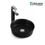 Docasa 499YA 360mm Ceramic Counter Top Basin | Matte Black Modern Wash Sink for Bathroom & Toilet