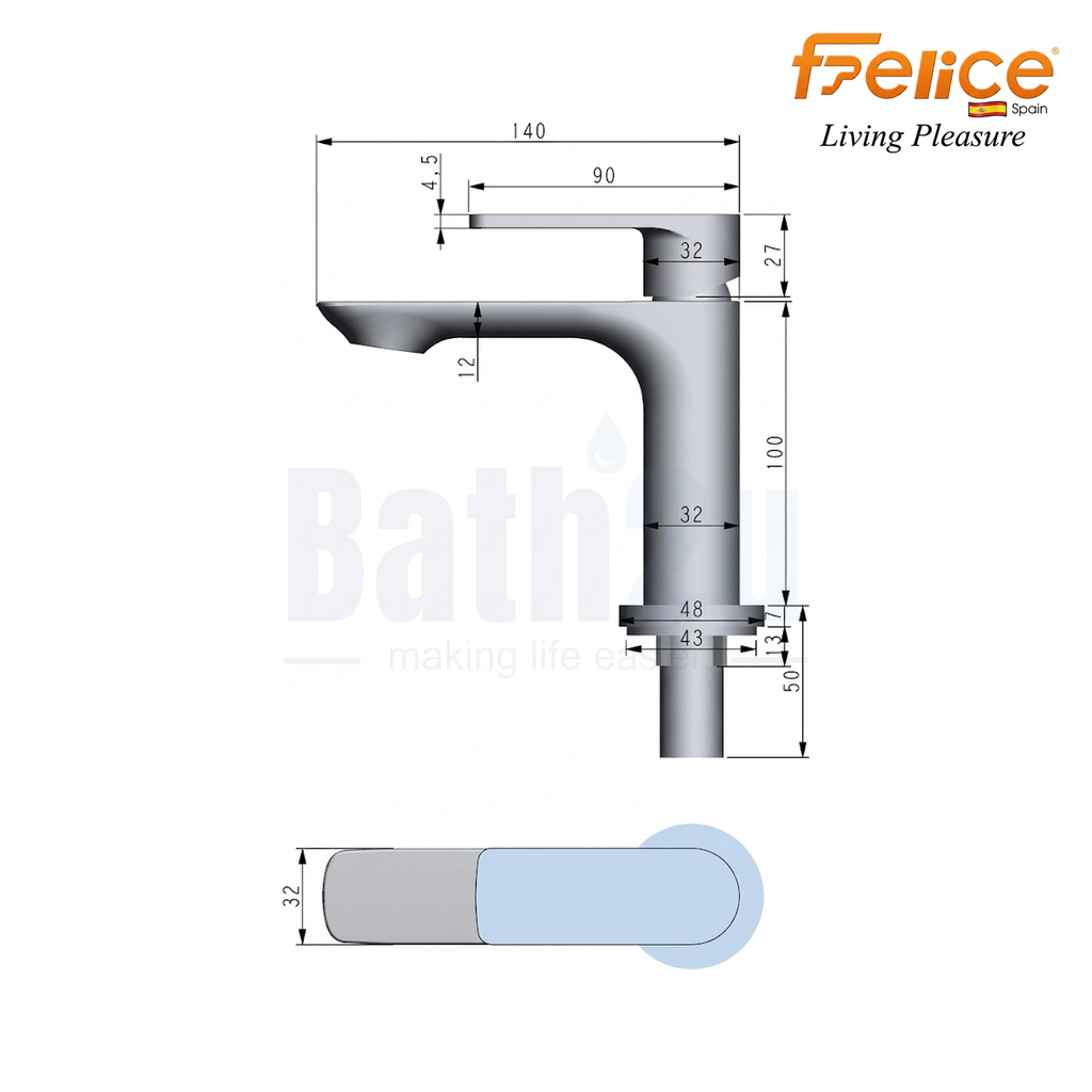 Felice FLE-2219 Single Lever Basin Cold Tap | Gun Metal