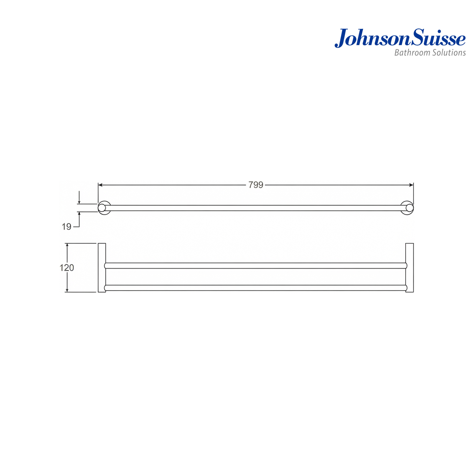 Johnson Suisse Cesena 800mm Double Towel Rail | WBBA100374 | Chrome