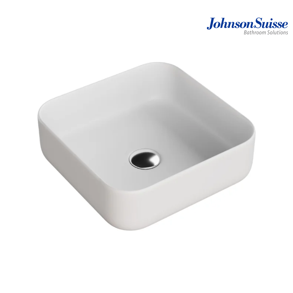 Johnson Suisse Valencia WBVC950142WW 400mm Slim Square Above Counter Basin | White