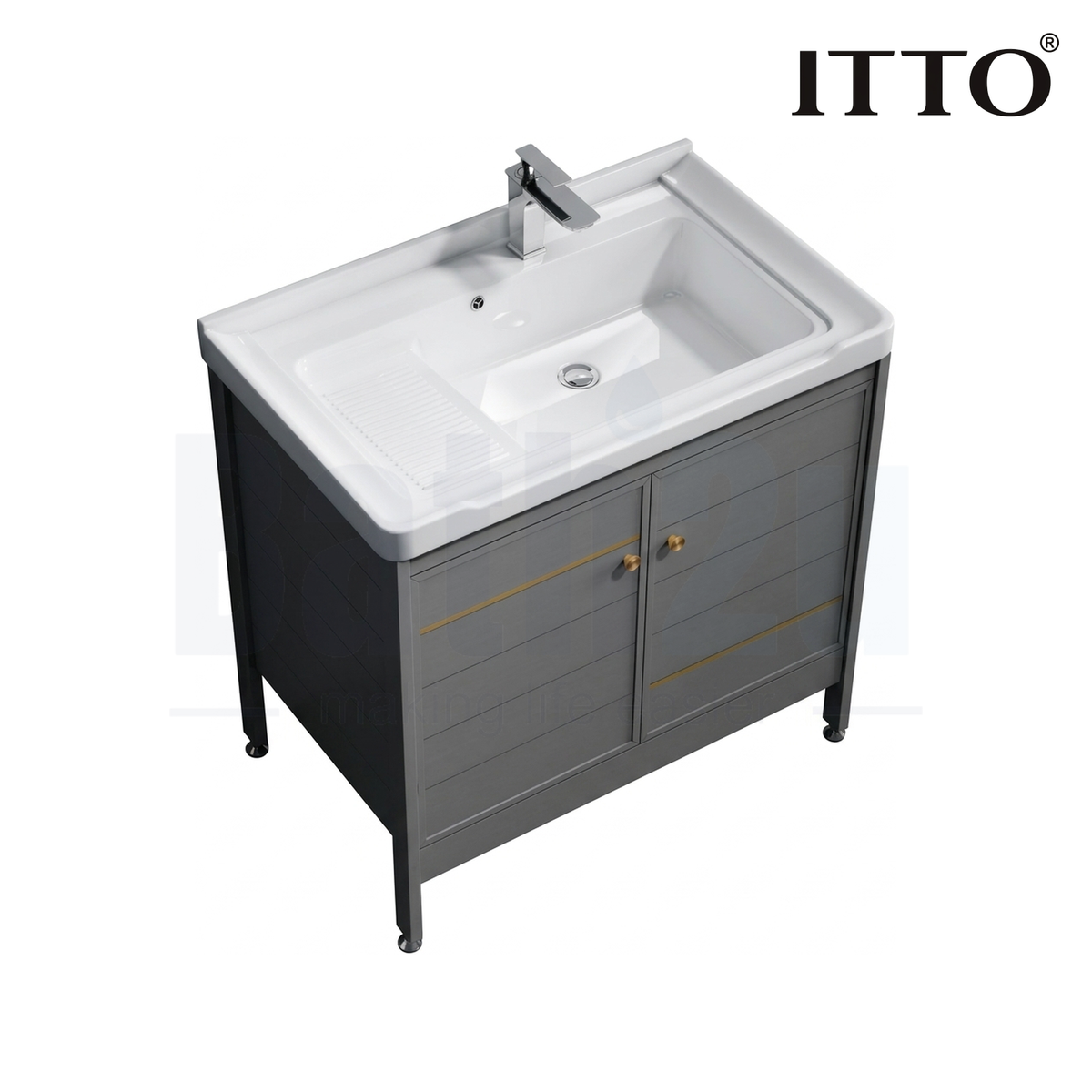 ITTO IT-F26X 600mm Laundry Basin with Cabinet | Gray
