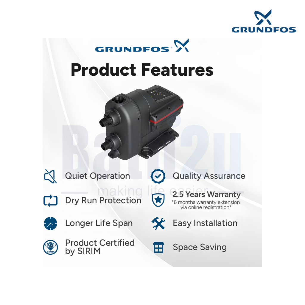 Grundfos SCALA2 3-45 550W 50 L/min Self-Priming Automatic Home Water Pressure Booster Pump