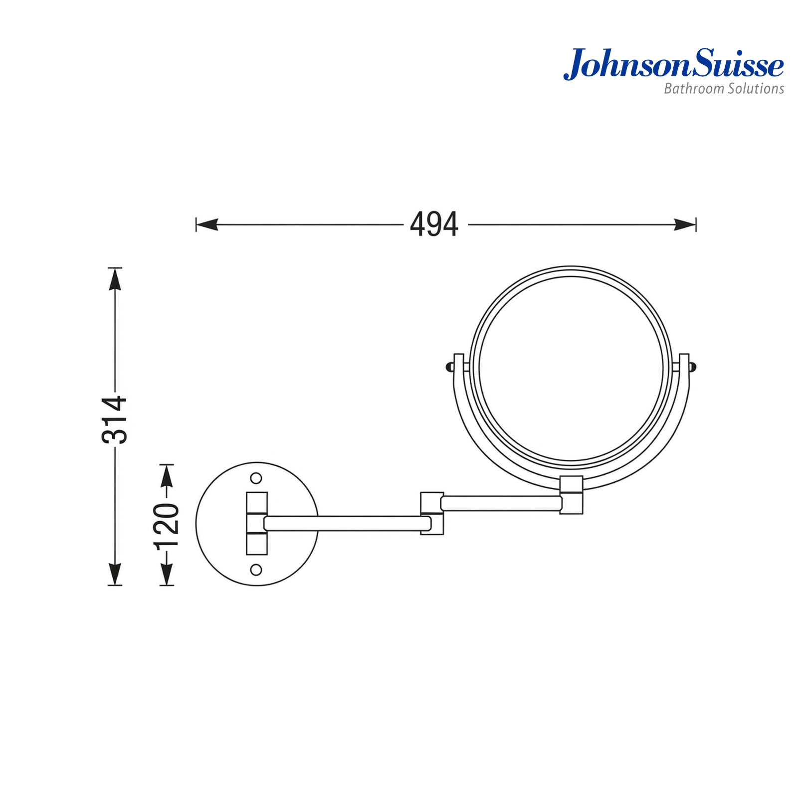 Johnson Suisse Commercial Series 8" Round Wall Mounted Magnifying Mirror | WBBA100126CP | Silver