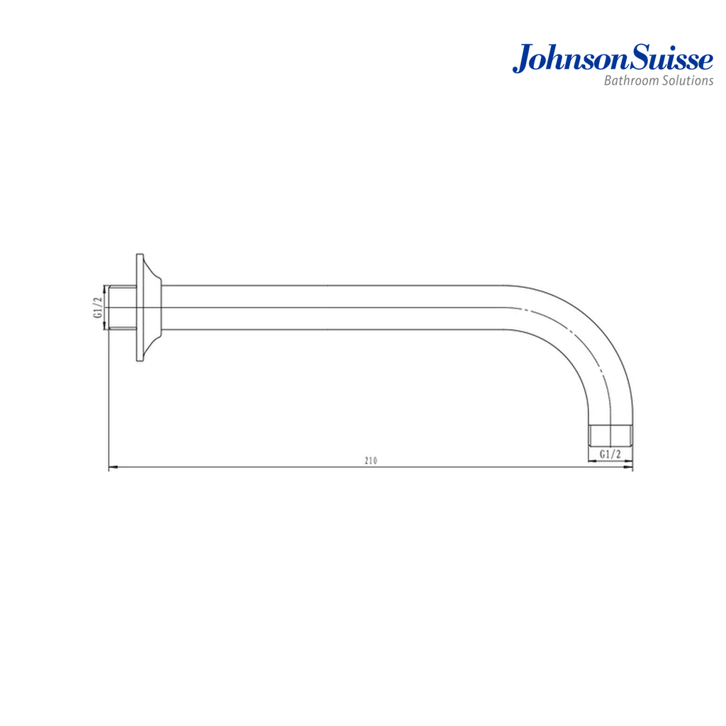 Johnson Suisse WBFA300577CP 200mm Brass Shower Arm and Flange | Chrome