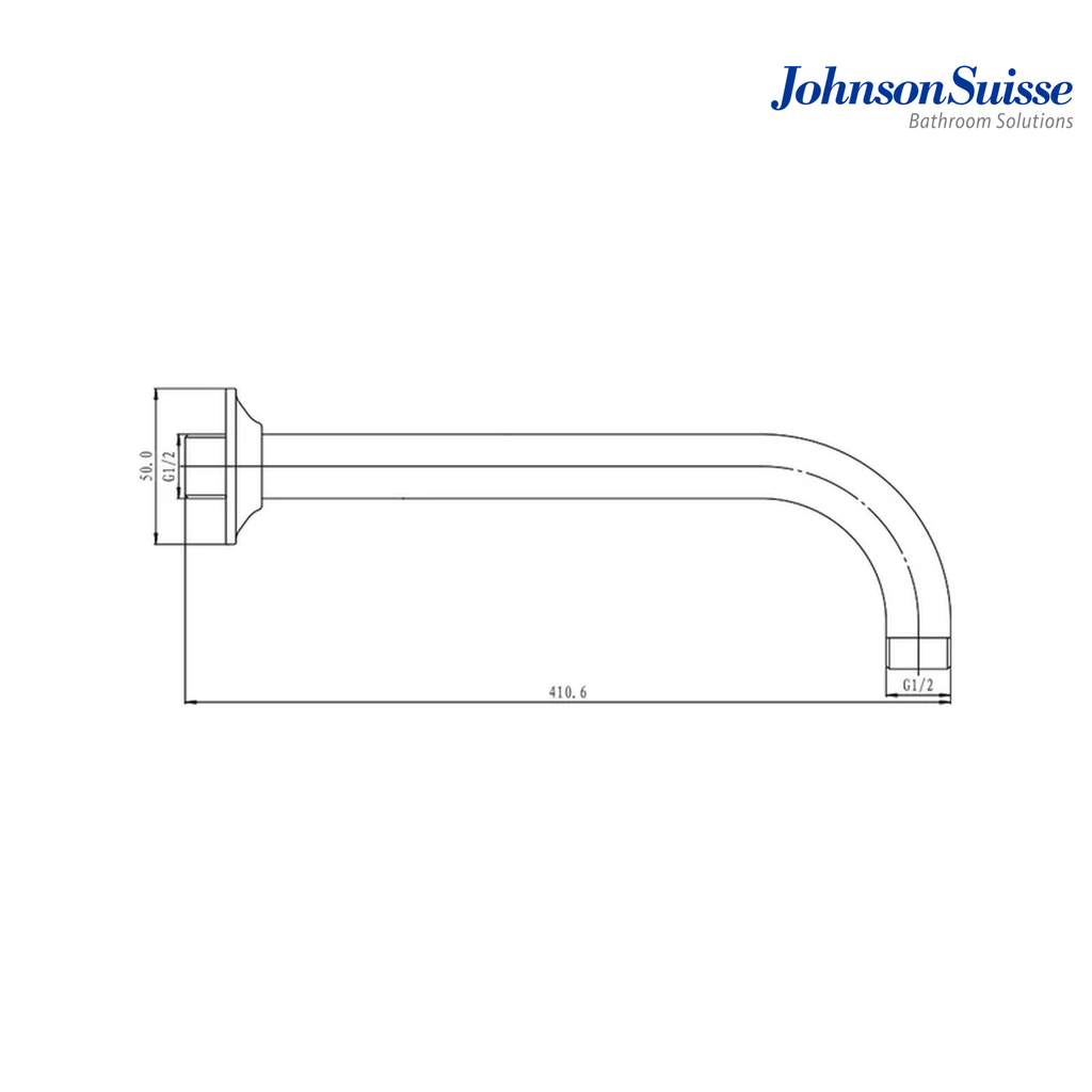 Johnson Suisse WBFA300664CP 400mm Brass Shower Arm and Flange | Chrome