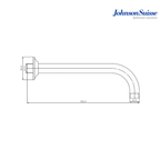 Johnson Suisse WBFA300664CP 400mm Brass Shower Arm and Flange | Chrome