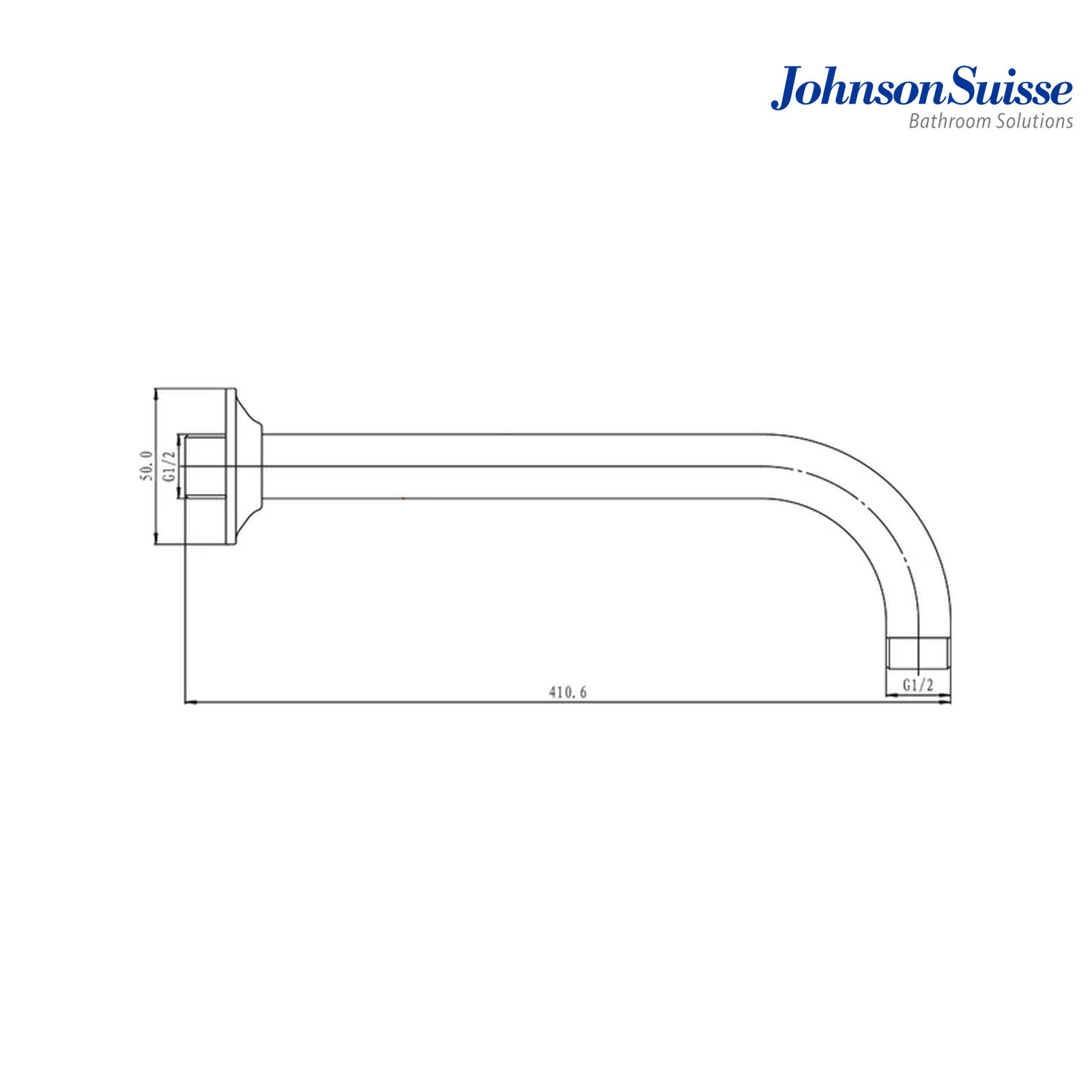 Johnson Suisse WBFA300664CP 400mm Brass Shower Arm and Flange | Chrome
