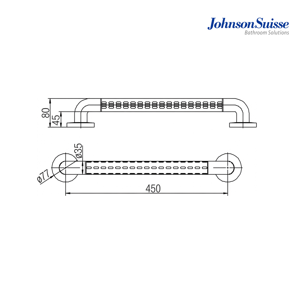 Johnson Suisse 450mm Angular Straight Grab Safety Bar | WBBA100337SS | White