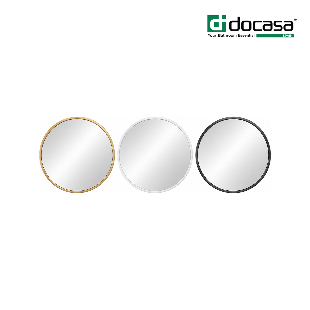 Docasa DCS-003 Round Wall Mounted Bathroom Mirror | Black, White & Gold