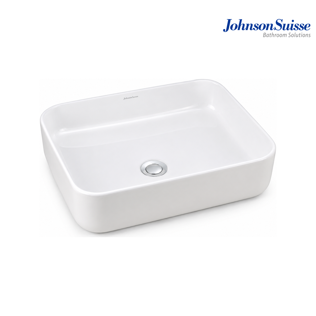 Johnson Suisse Valencia WBVC950141WW 500mm Slim Rectangular Above Counter Basin | White