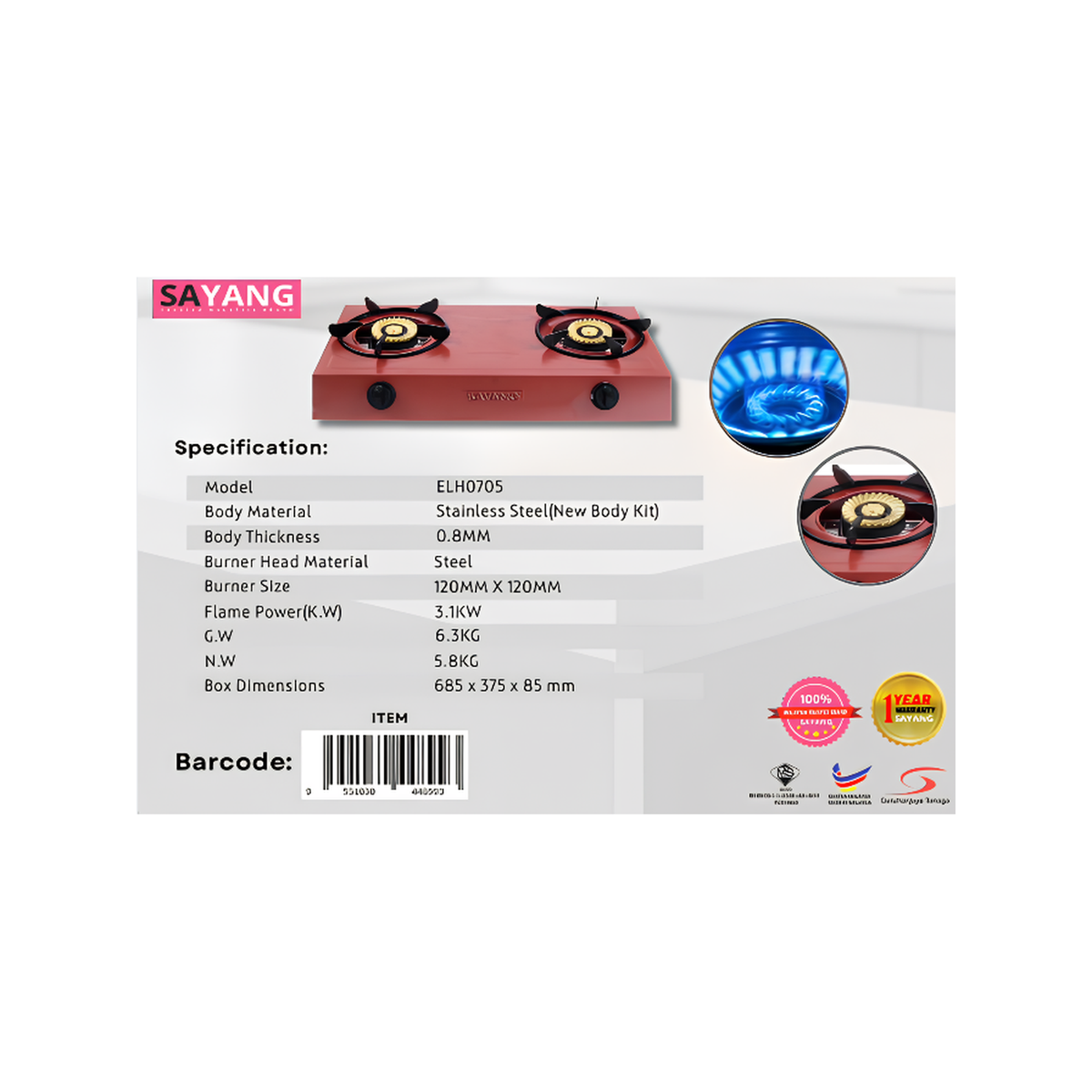 Sayang Table Top Double Burner Gas Stove