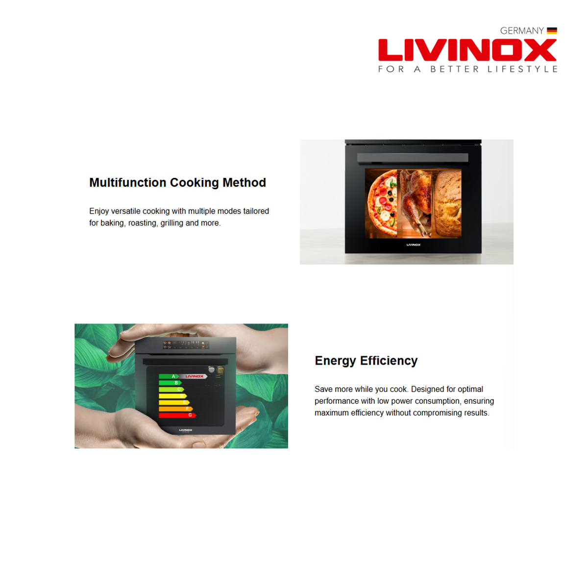 Livinox LBO-306-60BL 60L Built-in Oven | Black