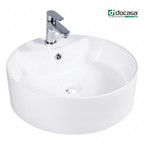 DOCASA 222 465mm Ceramic White Counter Top Basin Sinki Tandas Bilik Mandi For Bathroom, Dining Area, And Outdoor Murah